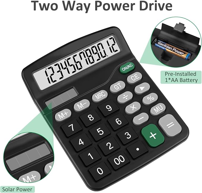 Calculators, Splaks 2 Pack Standard Functional Desktop Calculators Sola and AA - Image 2