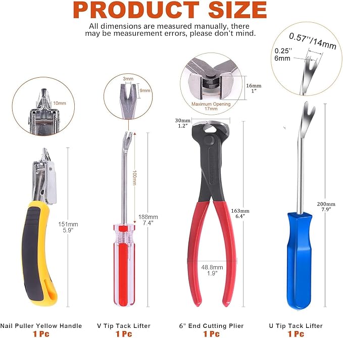 Tayfeim 4Pcs Upholstery Staple Remover Nail Puller Nail Remover Tool Set - Image 2