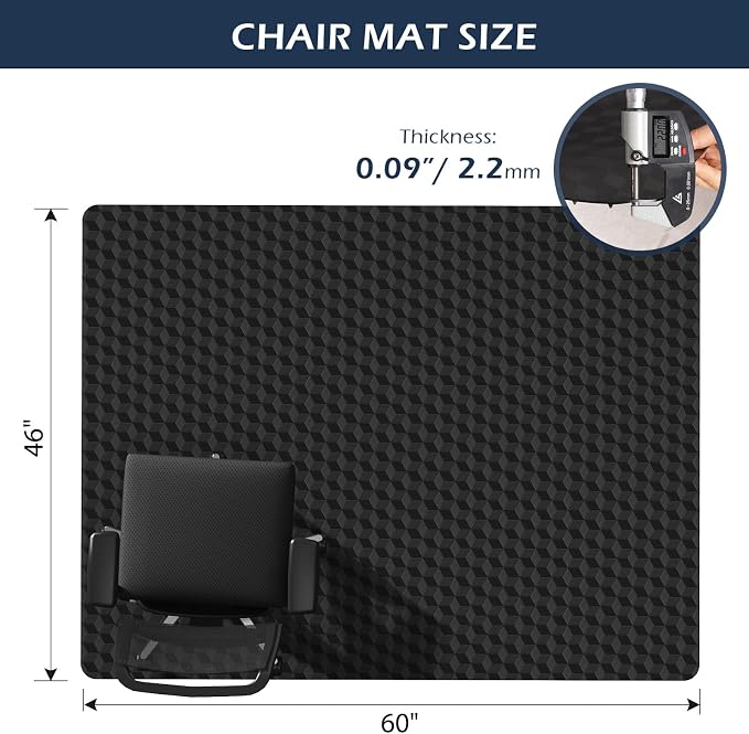Chair Mat for Carpet, SALLOUS 46" x 60" Office Chair Mat for Carpeted Floors - Image 2