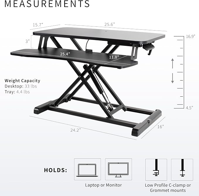 VIVO 26 inch Desk Converter, K Series, Height Adjustable Sit to Stand Riser - Image 3