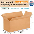 Long Shipping & Moving Boxes 28 x 12 x 12 inches - Image 2