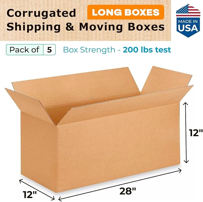 Long Shipping & Moving Boxes 28 x 12 x 12 inches - Image 2