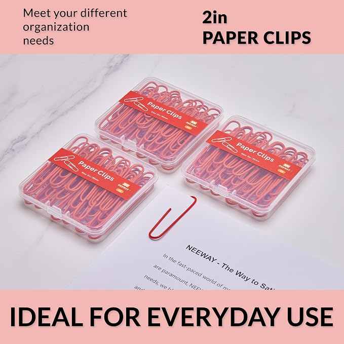 NEEWAY Colorful Large Paper Clips, 2 Inch Jumbo Paper Clips, 3 Pack of 50 - Image 6