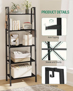 Hzuaneri Ladder Shelf, Bookshelf Bookcase, Freestanding Corner Storage Shelve - Image 3