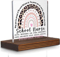 School Nurse Appreciation Gift Desk Sign, Leopard Rainbow Difference Maker by Pariveca