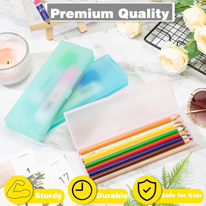 Fainne 24 Pcs Plastic Pencil Case Bulk Pencil Boxes Plastic Stationery Case - Image 4