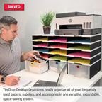 Desktop Organizer 12 Letter Tray Sorter Plus Riser Storage Base & 3 Storage - Image 3