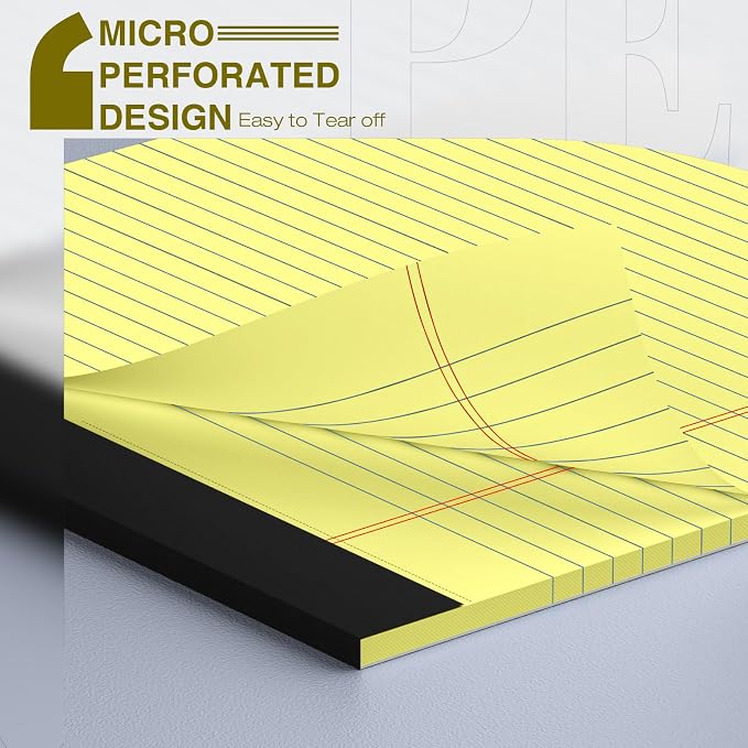 6 Pack Legal Pads 8.5" x 11" College Ruled Yellow Note Pads 8.5 x 11 Inch - Image 3