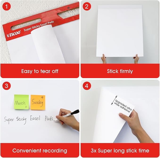 VISCOO Thickened Sticky Easel Pad, 25 x 30 Inches Flip Chart Paper - Image 4