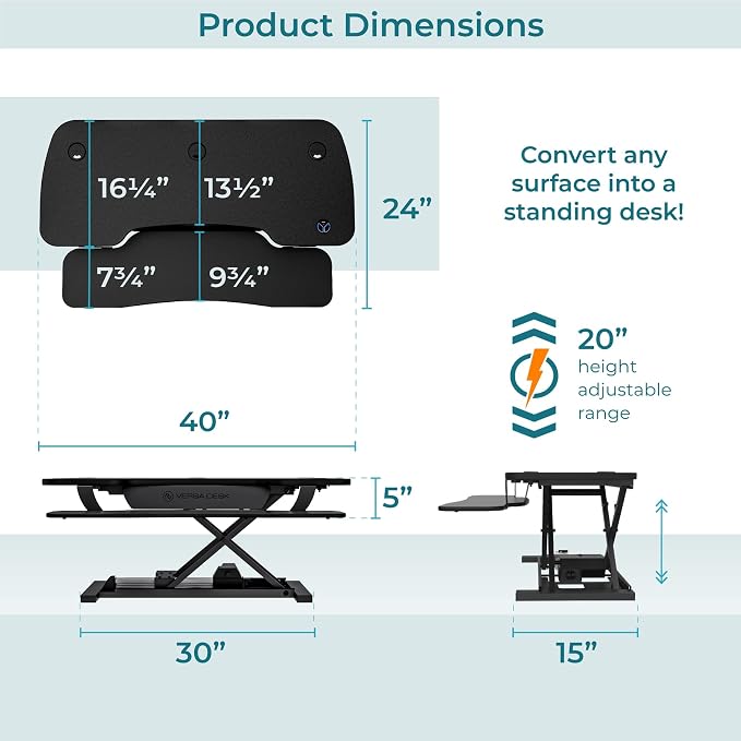 VERSADESK® PowerPro™ 40” x 24” Standing Desk Converter | 40 inch Electric - Image 4