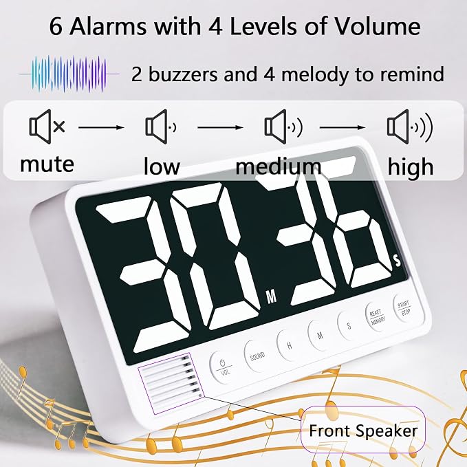 Digital Kitchen Timer with 7.1” Extra Large Display, Rechargeable Magnetic LED - Image 4
