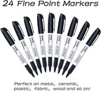Shuttle Art 24 Black Permanent Markers Fine Tip Markers, Perfect on Plastic - Image 2