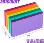 Index Cards 301-Count 3x5 Inch, 178GSM Heavyweight Set of 7 Colors Paper - Image 2
