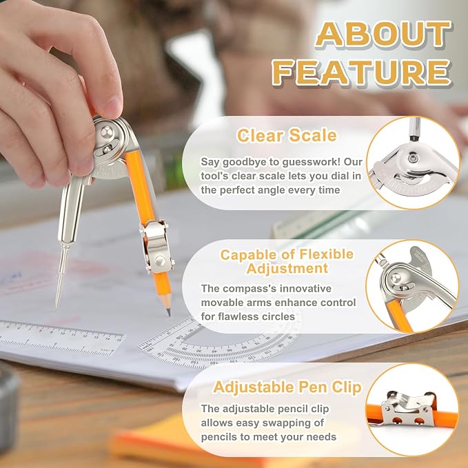 40 Pieces Geometry Math Set Compass - Image 3
