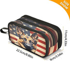 BOENLE Dog German Shepherd American Flag Pencil Case Box Boys Girls Large - Image 4
