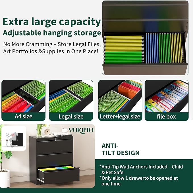 3 Drawer Lateral File Cabinet - Image 6