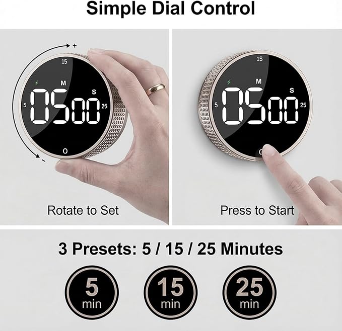 Rechargeable Magnetic Kitchen Timer, LED Countdown/Up Timer, Supports USB-C - Image 4