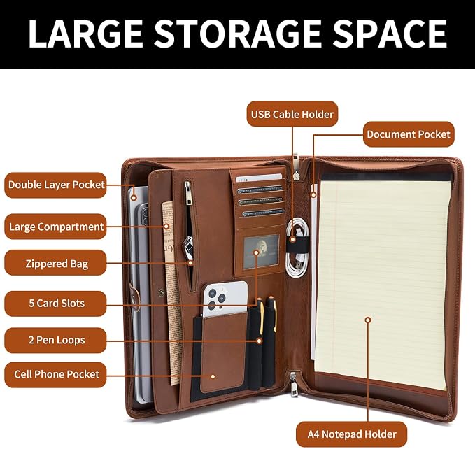Geslun Personalized Genuine Leather Portfolio, Legal Size 8.5 x 14 Pad Holder - Image 7