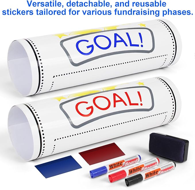 Fundraising Thermometer, With Removable Stickers And 3 Color Dry Erase Markers - Image 4