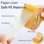 MILEQEE 5Pack Double Sided Tape Heavy Duty, 2in x 66FT, Super Sticky Resistente - Image 2