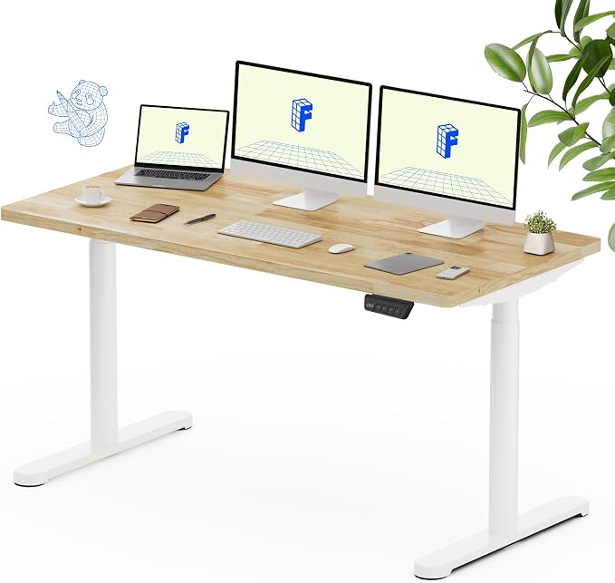 FLEXISPOT Solid Rubberwood Electric Standing Desk by FlexiSpot