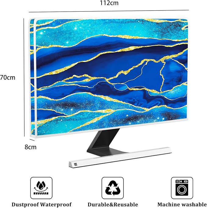 Baocicco Royal Blue Marble Waterproof TV Cover 45, 48 Inch Creative Design - Image 2