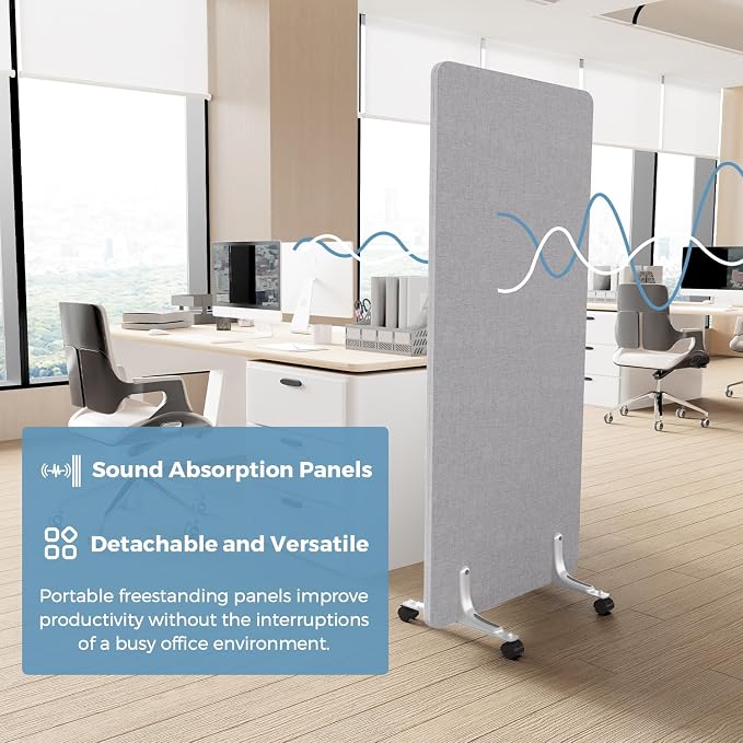 MORDEER 70.8" W x 63" H Freestanding Partition Room Dividers, Acoustic Panels - Image 4