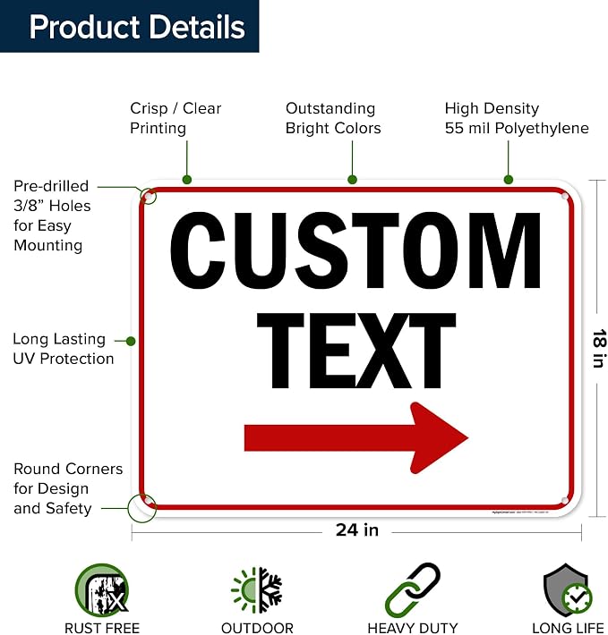 Custom Arrow, Custom Directional Sign, Right Arrow, 18x24 Inches, 55 mil thick - Image 6