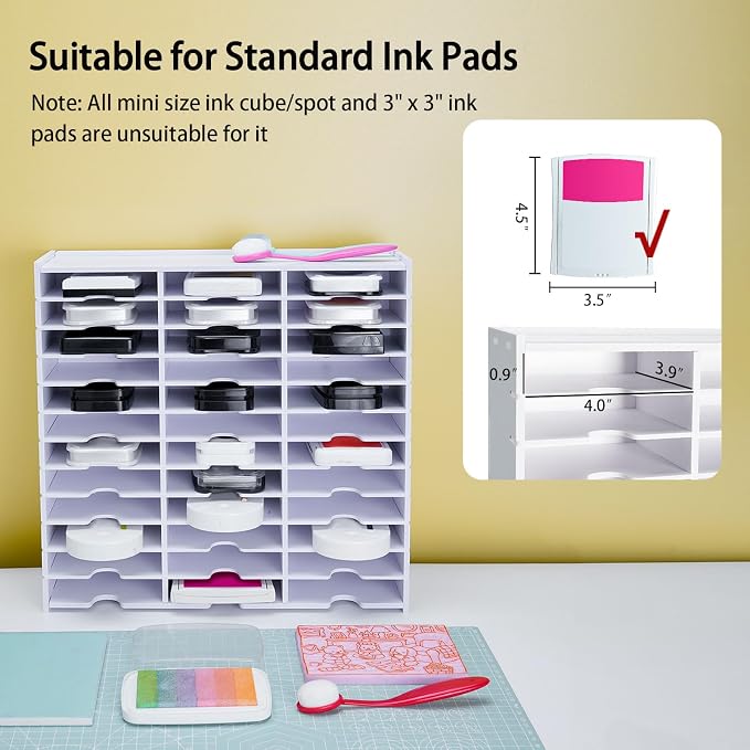 Krafetto 36 Grids Ink Pad Storage Rack, Wall-mountable Stamp Pad Organizer - Image 3