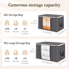 Lifewit 90L Large Storage Bags, 10 Pack Closet Organizers and Storage, Clothes - Image 2