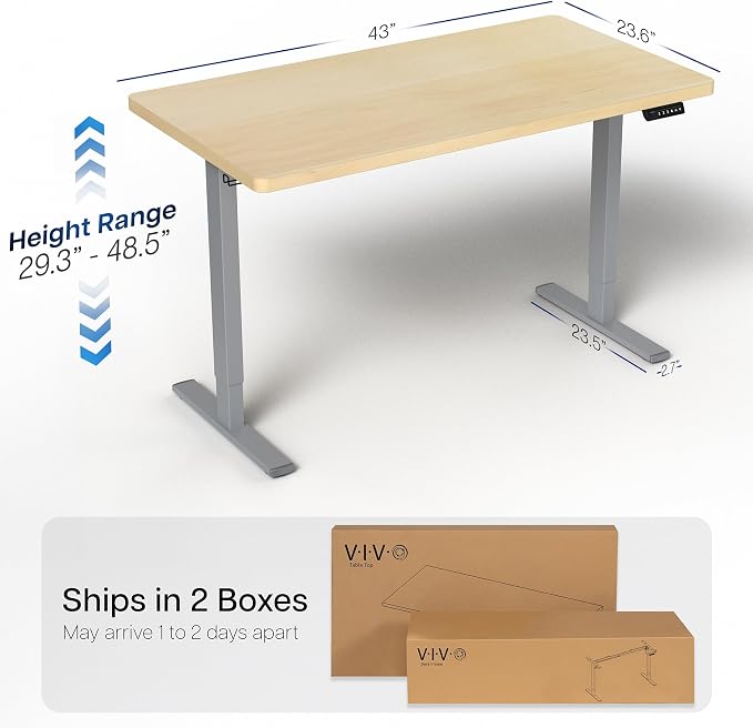 VIVO Electric 43 x 24 in Standing Desk, Memory Height Adjustment, 1B Series - Image 3