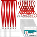 100 Pcs Clear Horizontal Badge Id Card and 100 Pcs Lanyard, Reusable Lanyards by Orcielo