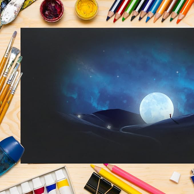 24 Sheets Black Cardstock 8.5 x 11 Black Paper, Goefun 80lb Card Stock Printer - Image 7