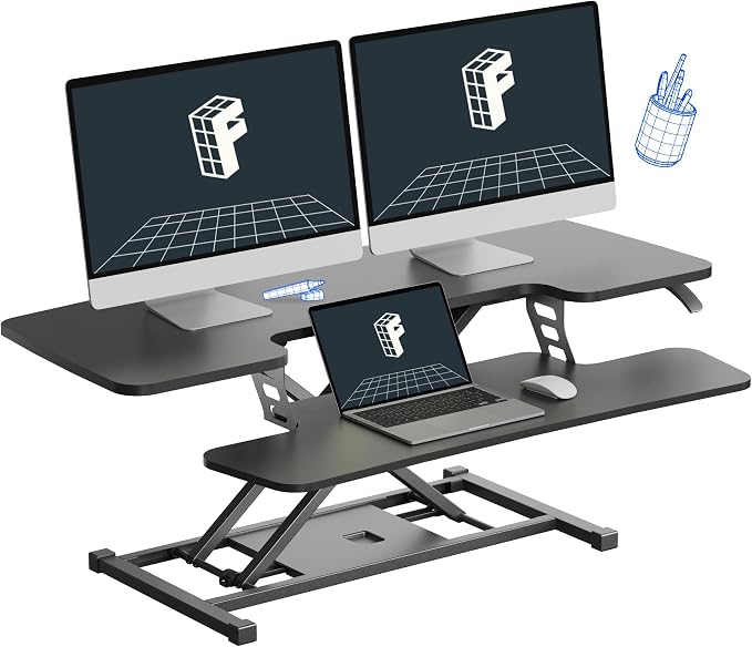 FLEXISPOT Standing Desk Converter 42-inch Spacious Sit to Stand up Dual Monitor by FlexiSpot