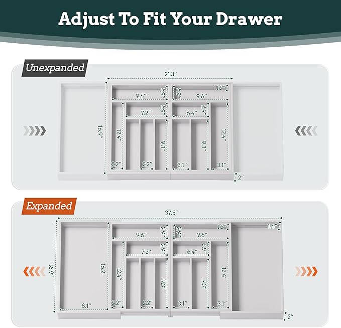 Silverware Organizer Large, Magnetic Connected Expandable 13 Slots Silverware - Image 4