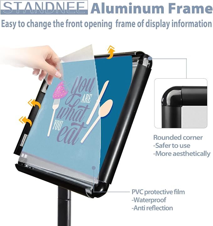 STANDNEE Heavy-duty Poster Stand Holder 11"x 17" Pedestal Floor Standing Sign - Image 7