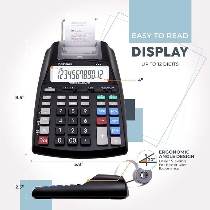 CATIGA New & Upgraded 2025 Printing Calculator Adding Machine 10 Key, Desktop - Image 6