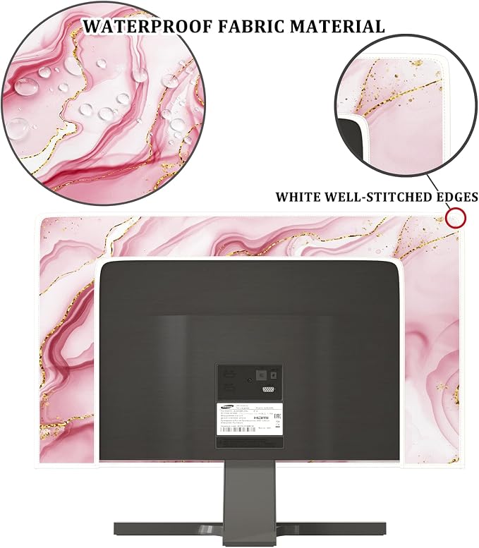 Baocicco Gold Pink Marble Waterproof TV Display Screen Cover 45, 48 Inch TV - Image 3