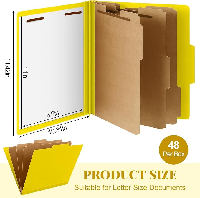 Skyygemm 48 Pcs Classification Folders Letter Size, 3 Divider Pressboard File - Image 2