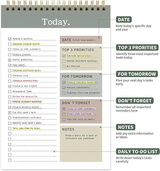 104 Pgs To Do List Notepad, 52 Undated Sheets Duplex-printed Daily Planner - Image 2