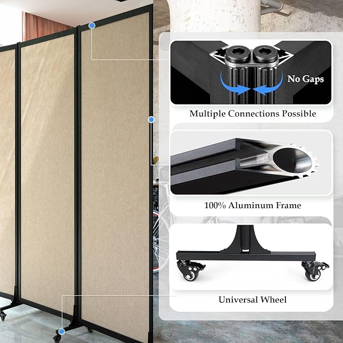 Upgrade Version Room Partition and Divider, Freestanding Rolling Dividers - Image 4