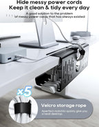 NODOCA No Drill Under Desk Cable Management Tray, Punch-Free Clamp on, Metal - Image 3