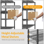 Himimi Storage Shelves with Wheels, 4-Tier Heavy Duty Steel Wire Rack Storage - Image 7
