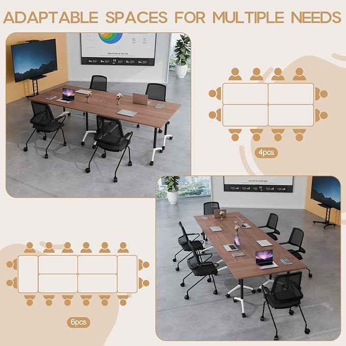 Folding Conference Table 4ft 5ft, Foldable Office Meeting Desk - Image 6