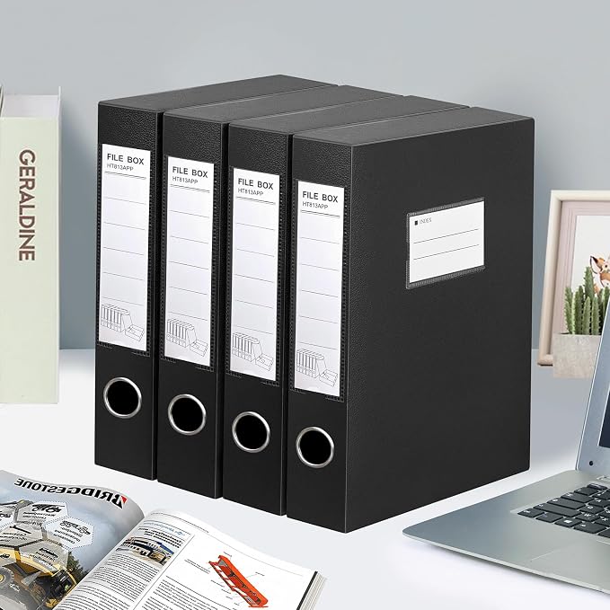 HUA JIE 2 Pack A4 Storage File Boxes Archives Case, 65mm Spine, Box File - Image 8
