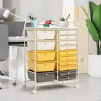COSTWAY 15 Drawer Rolling Storage Cart, Utility Tools Paper Organizer on Wheels - Image 8