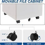 Fesbos 3 Drawer Vertical File Cabinets, Mobile Filling Cabinet - Image 6