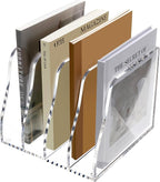 SANRUI Acrylic Desk File Organizer, 4 Vertical Compartments Clear Magazine File - Image 9