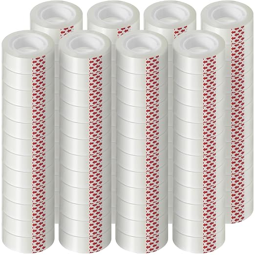 Turxayox 72 Rolls Transparent Tape Refills, 3/4 x 800 Inches, Glossy Gift by Turxayox