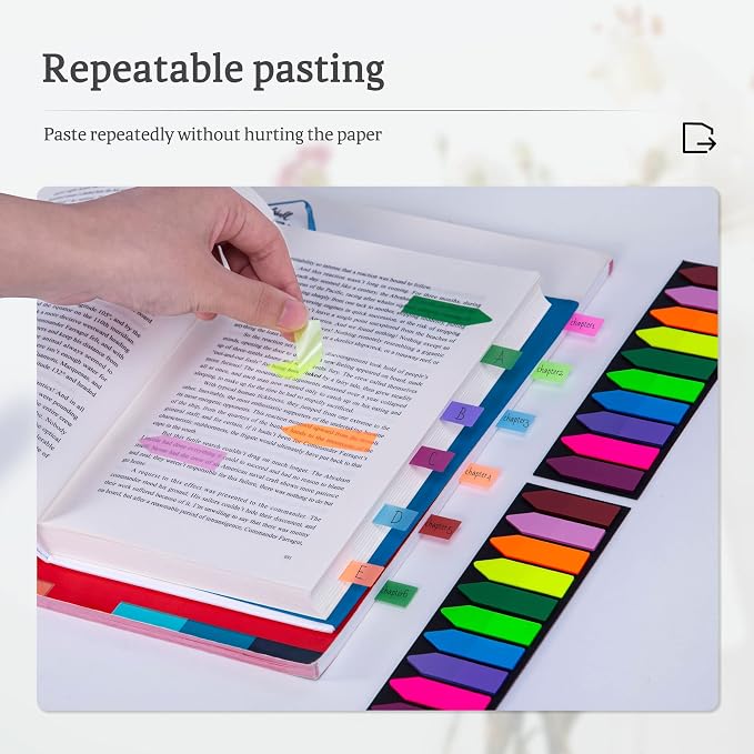 Golcellia 1200 Pieces Sticky Tabs Page Markers, Book Tabs Arrow Flags Colored - Image 5